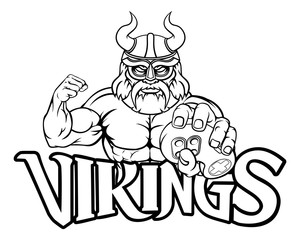 A Viking or gladiator warrior gamer mascot with video games controller