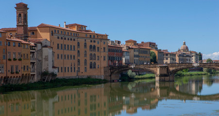 Fototapeta na wymiar Florence Italy River Arno . Buildings at the river.