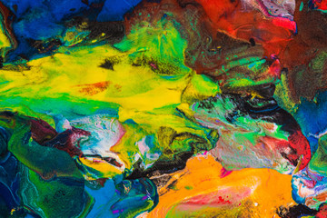 Photo of multicolor plasticine mixed texture. Multicolored abstract piece of mix plasticine.