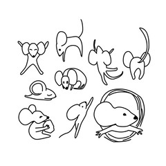 Fototapeta premium Mouse cartoon character set. Vector illustration.