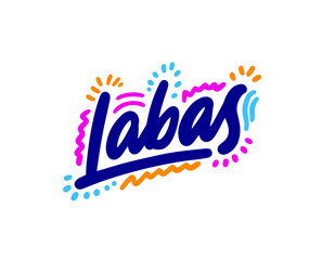 Hand drawn words: Labas. Ink illustration Handwritten lettering. hello in Lithuanian