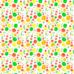 pattern fruit apples pears cherry leaves