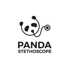doctor panda logo design line art illustration