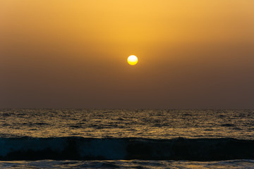 Sunset by the Mediterranean sea magic sunset over beach Israel