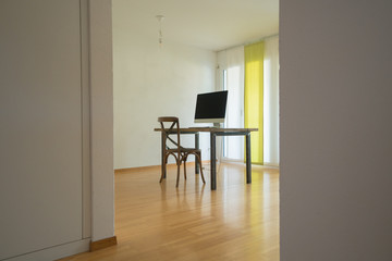 bright and spacious home office with minimalism style furniture