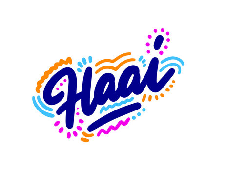 Haai! Lettering for T-shirt, notebook and postcard. Vector illustration, simple design. hello in african