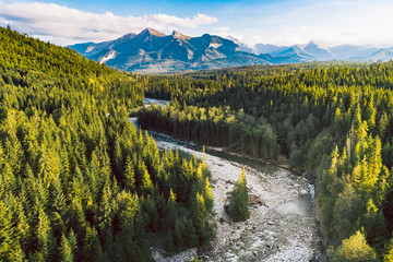 The Bialka river with Tatra mountains in the background