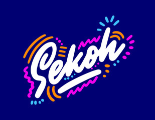 Obraz premium Sekoh. Hand lettering design element. Ink brush calligraphy 