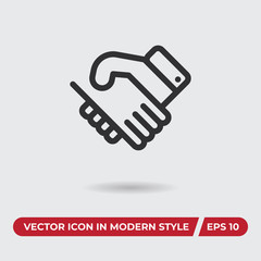 Handshake vector icon in modern style for web site and mobile app