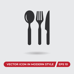 Restaurant eating tools vector icon in modern style for web site and mobile app