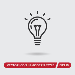 Light bulb vector icon in modern style for web site and mobile app