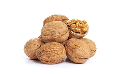 Walnuts isolated on a white background