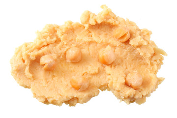 splash of chickpea hummus isolated on white background