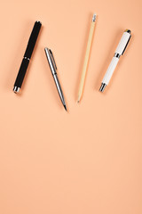 Group of writing instrument, pen, pencil, fountain pen, ballpoint pen