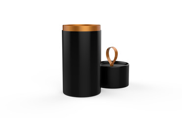 Round Container cardboard box mock up template on isolated white background, ready for your design presentation, 3d illustration