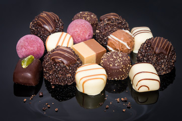 Assortment sweet confectionery Chocolate Candies and pralines