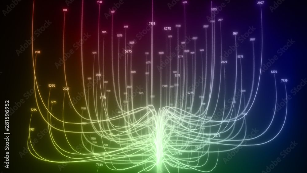 Poster growing tree transmitting internet cloud computing data. the concept of network technologies, neural