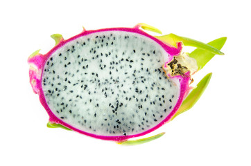 dragon fruit slice isolated on white background