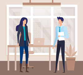 Obraz premium elegant business couple workers in the office