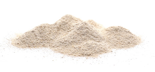 Fototapeta na wymiar Barley flour pile isolated on white background
