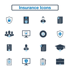 Insurance Icon set. Flat style vector EPS.