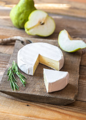 Camembert cheese with pears