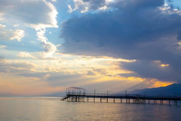 Obraz premium sky sunset sea. Beautiful clouds, soft colors. Natural background
