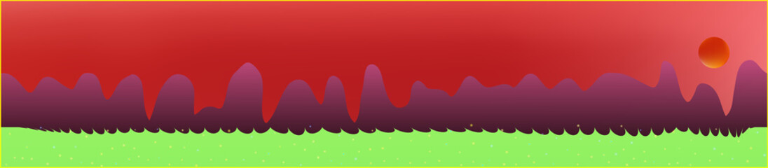 Coral sky, and mountains landscape. 