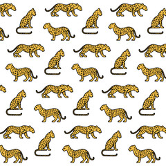 Cartoon leopard - simple trendy pattern with leopard. Cartoon flat vector illustration for prints, clothing, packaging and postcards.
