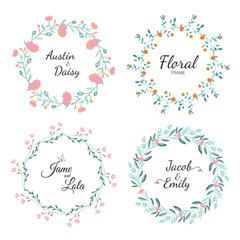 Set frame floral frame invitation, Wreath, Premium Vector...