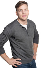Fototapeta premium young handsome man posing on white background