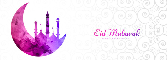 Beautiful eid mubarak festival banner design
