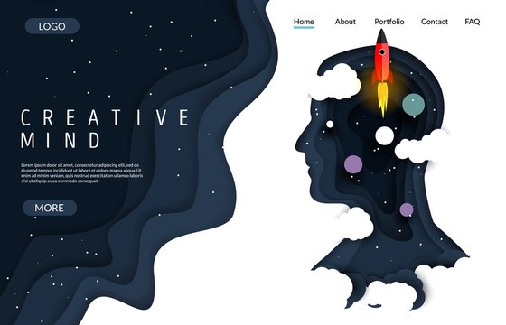 Creative Mind Vector Website Landing Page Design Template