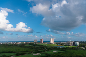 View of the green valley with big houses