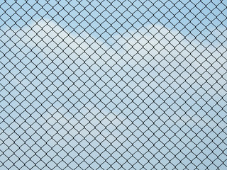 wire mesh fence with blue sky background