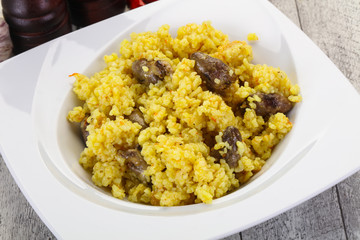 Rice with Chicken hearts