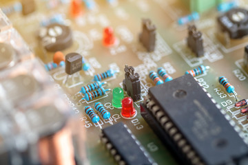 The close up or macro of circuit of any computer or technology device.