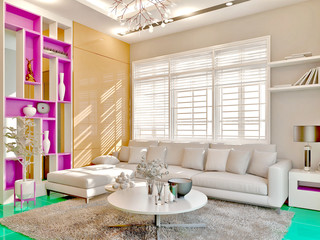 3d render of living room interior.