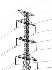 silhouette high voltage pole on white background