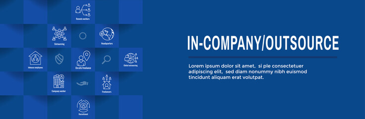 In-Company and Outsource Icon Set - web header banner