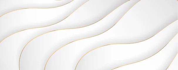 Keuken foto achterwand Hal Luxe papier gesneden achtergrond, abstracte decoratie, gouden patroon, halftone verlopen, 3D-vectorillustratie. Zwart, wit, blauw, gouden golven Voorbladsjabloon, geometrische vormen, moderne minimale banner.