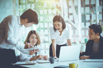 Start-up Asia business team in meeting and helped analyze the marketing problems of the company. Start up new projects concept