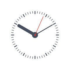 Classic clock face with three arrows on white background