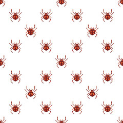 Pixel seamless pattern with 8 bit spider. Vector Illustration.