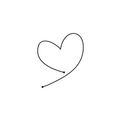 Valentines day background with heart one line, vector illustration