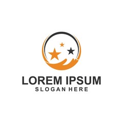 hand star logo template design vector