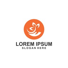 hand logo template tree leaf design vector nature