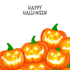 Group of cute cartoon pumpkin character design. Happy Halloween day concept. Illustration isolated on white background.