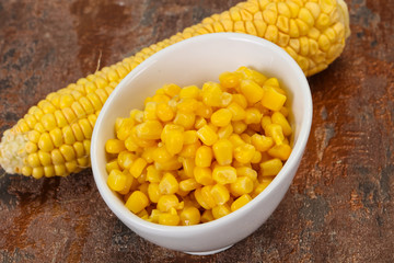 Young corn seeds in the bowl