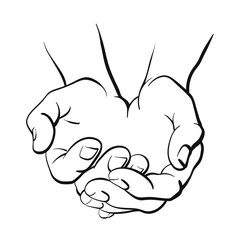 Human hands. Top view. Vector illustration